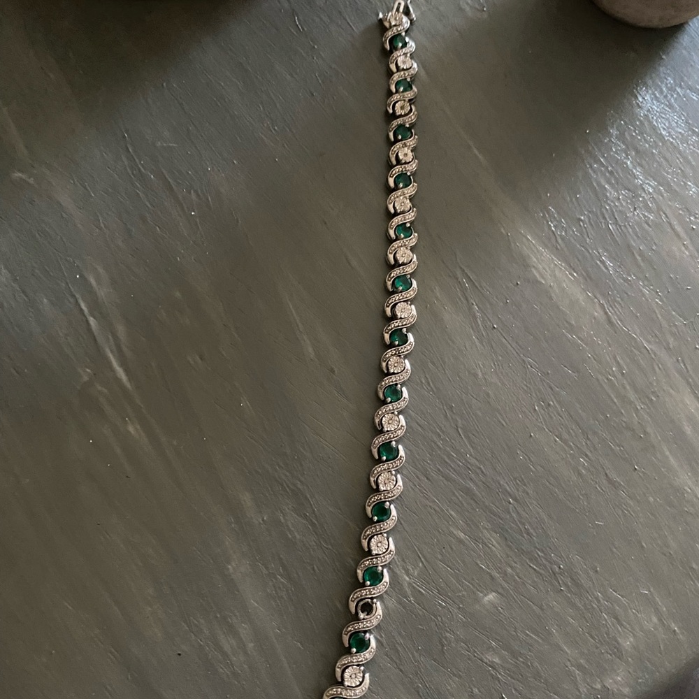 Emerald pave tennis bracelet sterling silver